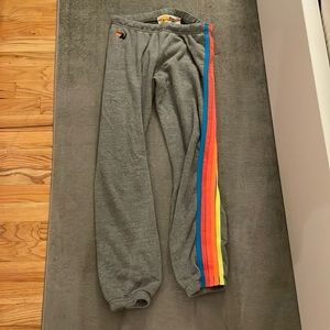 Aviator Nation 5 Stripe Neon Rainbow Sweatpants